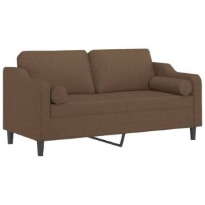 RemiseCanapé - CLIC-CLAC - 2 places avec oreillers décoratifs marron 140 cm tissu JILIMAISON2025 59794820