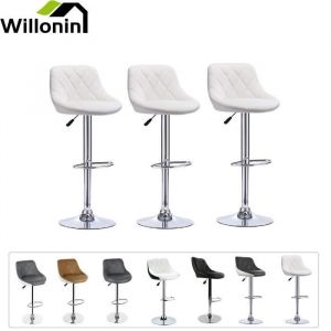 Willonin&reg; 6 x tabouret de bar Si&egrave;ge bien rembourr&eacute; en cuir artificiel Dossier &agrave; serg&eacute; et Hauteur r&eacute;glable Blanc pour salle manger