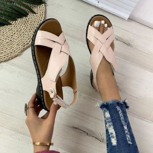 Sandales Femme INSFITY - Simili cuir - Talon aiguille - Boucle de serrage - Rose clair