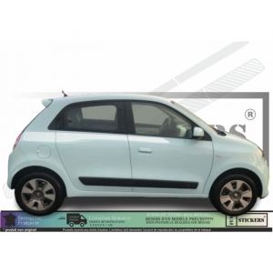 Tuning Sticker Autocollant - RENAULT - Twingo 3 - Bandes Lat&eacute;rales D&eacute;coratives - Blanc - Kit Complet