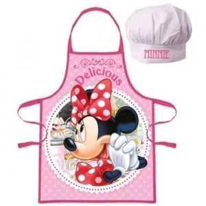 Ensemble tablier et toque - Disney - Minnie - Rose - Taille unique - Synth&eacute;tique