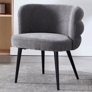 chairus Fauteuil de Salon en Chenille Fauteuil Scandinave avec Pied en Métal Chaise Rembourrée sans Accoudoirs pour Chambre Gris
