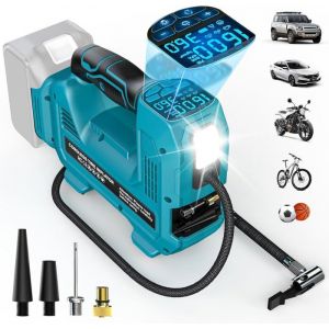 Compresseur &agrave; air Portatif pour Makita 18V batteries Max. 11 bars Gonfleur Auto avec Manom&egrave;tre Digital Pompe &agrave; Air pour Voiture