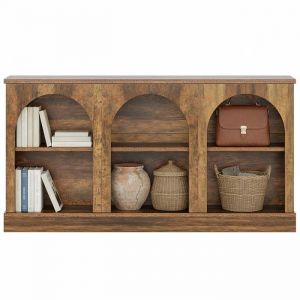 Table console 160×30×80 cm  3 niveaux de rangement table de canapé en bois derrière le canapé pour entrée couloir salon marron