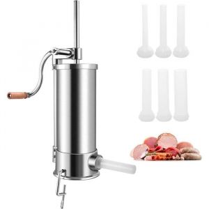 Poussoir à Saucisse 5KG - RELAX4LIFE - en INOX - Machine à Saucisse Professionnelle Verticale Manuel - 6 Tubes Différentes Tailles