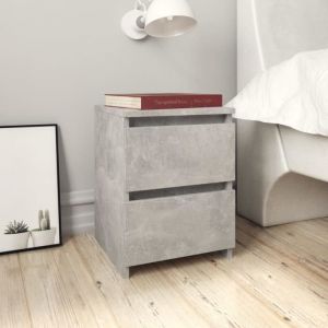 Table de chevet - SIB - Modèle Gris béton - 30 x 30 x 40 cm - 2 tiroirs coulissants - Aggloméré