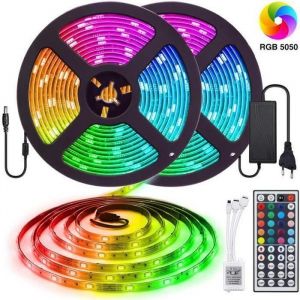 Cheap-ChangM LED Ruban 10m 5050 RGB 300 LEDs IP65 &Eacute;tanche Bande LED Kit Bande Lumineuse RGB Flexible Multicolore PeutD&eacute;coup&eacute;