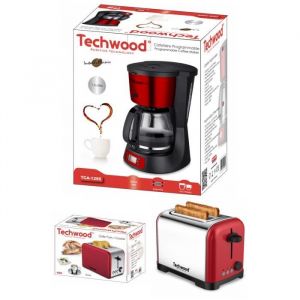 PACK DEJEUNER - Inox - Cafetière Programmable 1.5L - Grille-pain 2 Fentes - Rouge - 1000W/700W