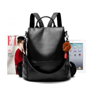 Sac &agrave; Dos Femme MTOWSUC Anti-vol Sacs &Agrave; Bandouli&egrave;re PU cuir Sac a dos &Eacute;tanche En PU cuir Sacs D&eacute;cole Noir 32x15x33cm
