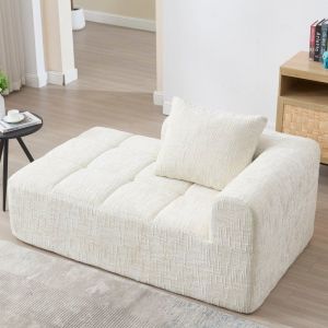 Canap&eacute; chaise longue avec poches lat&eacute;rales beige FloraGrace