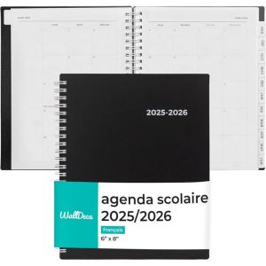 Agenda 2025 2026 Planificateur Journalier Hebdo & Mensuel Reliure Double Spirale Juil 2025–Juin 2026 (203 x 152 cm)