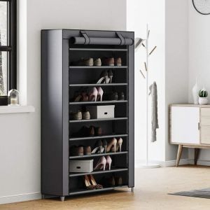 Armoire à Chaussures 10 Niveaux, Etagères à Chaussures pour 40 Paires Chaussures, 88*28*160cm - Gris