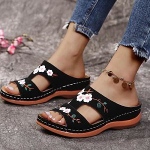 Sandales femme extérieur léger compensées décontractées sans lacet chaussures dété jiushengti™ - noir