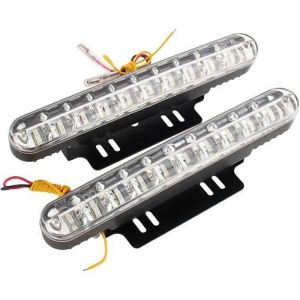 2x 30 LED 12V lampe diurne lumi&egrave;re de voiture DRL Daylight avec feux de virage Voiture Feux De Jour Lampe Ampoule LED