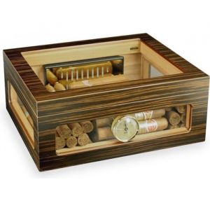 Cave à Cigare vitrée Adorini Trévisio Vintage  - hygromètre - humidificateur- Haute Qualité