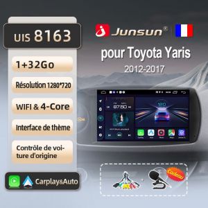 Junsun 1Go 32Go WIFI adaptateur autoradio pour Toyota Yaris 2012 2013 2014-2017 accessoire autoradio android voiture carplay GPS