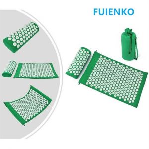 Tapis de Yoga Kit dAcupression FUIENKO - Vert - 66 clous sur oreiller - 230 clous sur tapis