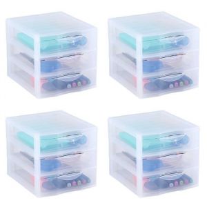 Lot de 4 tours de rangement en plastique A6 3 tiroirs SUNDIS ORGAMIX - Transparent