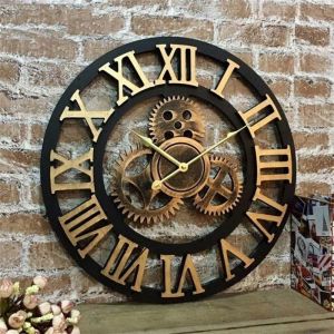 YZMRBDQC Horloge Murale Silencieuse 3D Style Européen Rétro Industriel - 30 cm - Décoration de Salon et Bureau