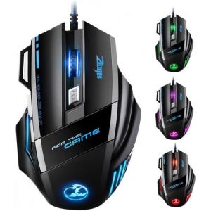 Victsing Souris Gamer Filaire -5500 Dpi -7 Boutons Souris Gaming Optique Avec 5 Niveaux Sensibilit&eacute; R&eacute;glable Souris De Jeu Led Pou
