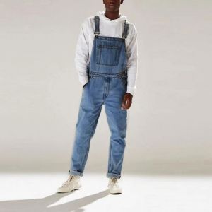 Jean homme adolescent salopette street tendance printemps été jeans taille haute pour jeunes hommes Bleu Bleu#S