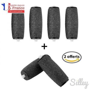 Silley 4+2 offerts Rouleaux Ponceurs Micro Min&eacute;raux Extra Exfoliant pour r&acirc;pe &eacute;lectrique Scholl Velvet Smooth Express Pedi YY73