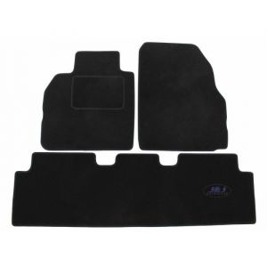 Tapis de Sol Noir Velours - J&J AUTOMOTIVE - Renault Scenic 2 - Sur Mesure - Antidérapant - Imperméable