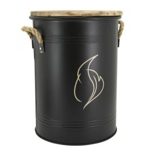 Tabouret et seau à pellets métal laqué flamme
