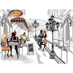 Papier Peint Photo INTISS&Eacute;-(9091) GRANDE RUE CAFE-350x260cm-7 l&eacute;s-Mural Poster G&eacute;ant XXL-Mer Beach Oc&eacute;an Nature Jungle For&ecirc;t