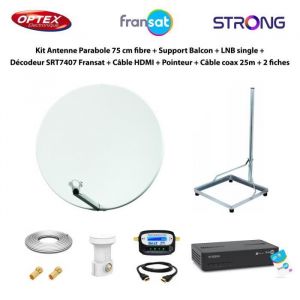 Kit Antenne Parabole Fibre - OPTEX - 700075 - 75cm - LNB Single - D&eacute;codeur SRT7407