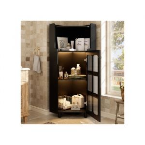 Armoire dangle Noire Laqu&eacute;e LED Commande App 635*124cm