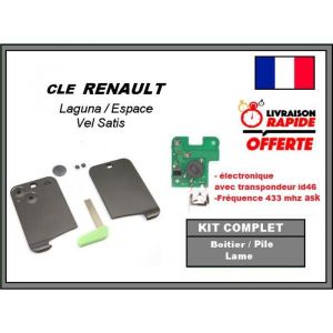 Carte cl&eacute; vierge 2 boutons avec &eacute;lectronique pout Renault Laguna Espace Velsatis