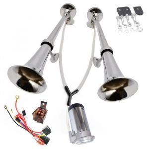 YIYIDA Klaxon de voiture 24V Kit Trompette à Air Double Trompette Super Puissant avec 165DB Compresseur Klaxon dair de Voiture