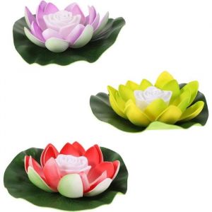 3 PIÈCES Flottant Lotus Lumière Solaire Flottant Lumières LED Light up Flottant Nénuphar Étang Piscine Flottant Night Lights