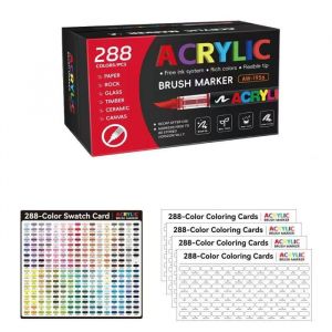 288 Couleurs Feutre AcryliqueStylos Acryliques Liquide Direct Acrylic Paint Marker Coloriage pour AdultesMarqueur Acide Acrylique