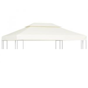 5951NEU- Recouvrement de remplacement dauventToile de rechange pour pavillon tonnelle tente imperm&eacute;able 310 g-m&sup2; 3x4m Blanc cr&egrave;me