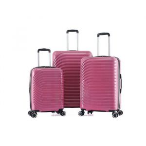Lot de 3 valises Extensible Rigide Trolley Polycarbonate - LYS Paris 328/3 - 328 & 322 Fushia