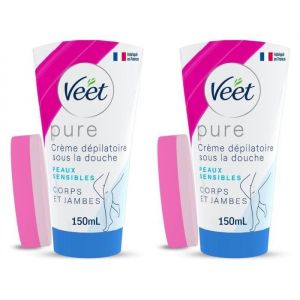 Crème dépilatoire - VEET - Sous la douche - Peaux Sensibles - Tube de 150 ml - Efficace et Douceur