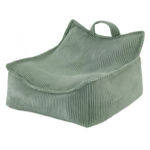 Fauteuil Pouf Siège Poire pour Bébé Enfants pour la Chambre dEnfant MISIOO Puffy Square Velours Côtelé Vert 77x67x50 cm