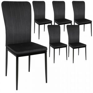 Lot de 6 Chaise de salle &agrave; mange-MENGDA-Patte Metal-Pour cuisine bar restaurant-Maximale 120 kg-Contemporain Design-Noir