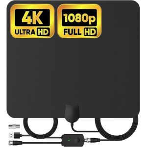 Antenne TV Int&eacute;rieur2024 Nouvelle Antenne TV Num&eacute;rique Terrestre avec Amplificateur de SignalPort&eacute;e de 250 Milesavec C&acirc;ble de 5M