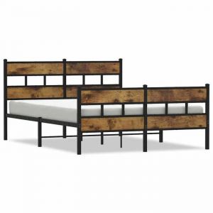 HSF&reg;Cadre de lit en m&eacute;tal - sans matelas - ch&ecirc;ne fum&eacute; 140x190 cm - 2 personnes - 2 PLACE czd349744