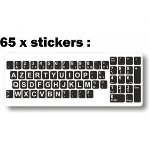 Autocollant sticker vinyl clavier azerty pas transparent mais noir