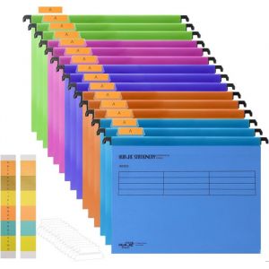 15Pcs Dossier Suspendus - Dossier Rangement Documents Tiroir - 5 Couleurs A4 avec Onglets et Inserts - Pour Tiroir Caisson