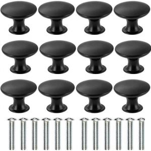 12PCS Bouton de Porte pour Cuisine Meuble Placard de 30mm Poign&eacute;e Meuble Cuisine Noir POIGNEE DE MEUBLE