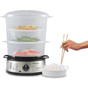 Cuiseur vapeur &eacute;lectrique - GATO NEGRO - 9 Litres - Minuteur programmable - Arr&ecirc;t automatique - Sans BPA