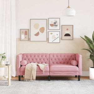 TopCanapé Chesterfield avec traversins 2 places rose velours Bureau/salon5276503
