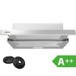 CIARRA Hotte Tiroir Escamotable - 60cm - 370 m3/h - Classe A++ - avec 2pcs Filtre à charbon - LED Eclairage - Inox