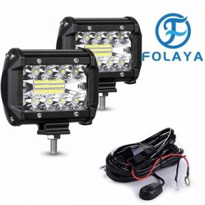 FOLAYA LED Phare 12v 60W Phare de TravailLongue Portee LEDPhare LED MotoPhare de Travail VoitureBar LED Voiture Feux