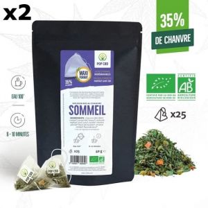 Lot 2 paquets Infusion CBD Bio Sommeil en Sachets individuels (2 x 25)